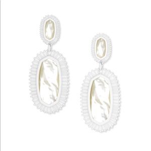 KS Kaki Matte Statement Earrings In Ivory Pearl